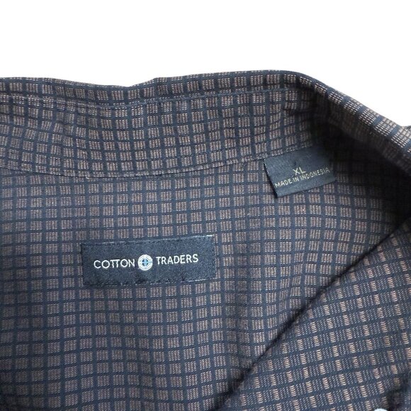 COTTON TRADERS BUTTON UP SHIRT BROWN BLACK CHECK LONG SLEEVE MENS XL FALL AUTUMN - Picture 5 of 9